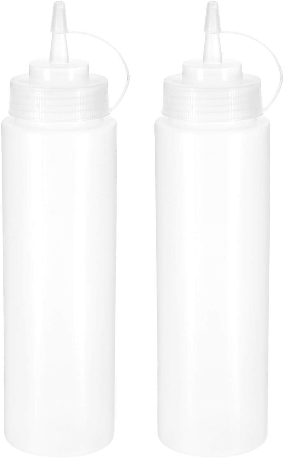 uxcell 2 Pcs Condiment Squeeze Bottles for Sauces, 25.3oz Refillable Plastic Squirt Bottle Dispensers Pointed Beak Hole, for BBQ, Seasonings, Cooking Oils, and Barbecue Sauces, White