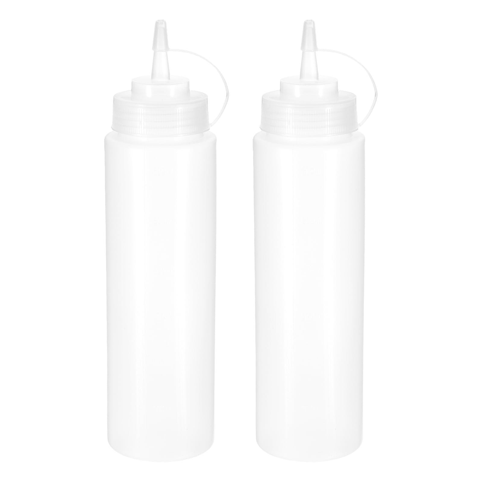 uxcell 2 Pcs Condiment Squeeze Bottles for Sauces, 25.3oz Refillable Plastic Squirt Bottle Dispensers Pointed Beak Hole, for BBQ, Seasonings, Cooking Oils, and Barbecue Sauces, White