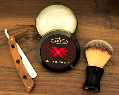 Image of RazoRock XXX Italian Shaving Soap: Artisan Made Shaving Soap for Men - Tallow Based Shave Cream Soap for Wet Shaving - Rich, Creamy Lather and Classic Italian Barber Shop Scent - 5 Fl Ounces (150 ML)