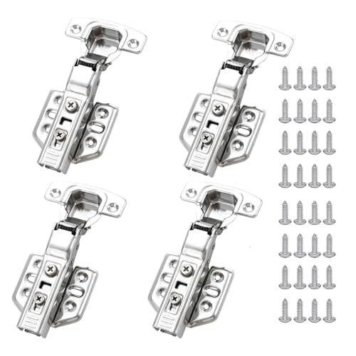 Wixovo 4 Bisagras Puertas Cocina, Gerade-Arm-Design, Bisagras Armarios y Muebles Cocina de 95-115° amortiguadas con Freno,Totalmente solapadas