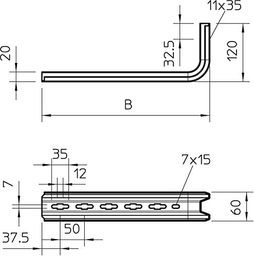 Brazo de pared OBO BETTERMANN profil TP pour fixation murale et support de chemin de câbles - 2