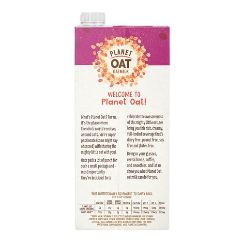 Image of Planet Oat Unsweetened Original Oat Milk - 32 Fl Oz (6-Pack) | Dairy-free, Shelf-stable Carton, Gluten-free, Vegan, non-GMO, Plant-based Milk | Great in coffee, cereal, smoothies & baking