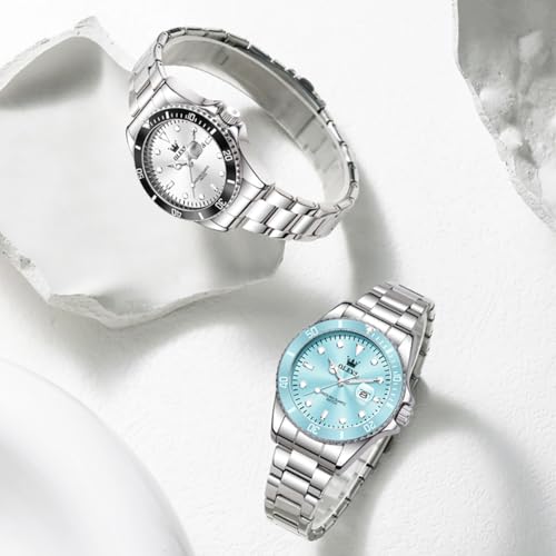 Image of OLEVS Womens Watch Classic Dress Number Female Watches for Ladies Analog Quartz Stainless Steel Waterproof Luminous Day Date Two Tone Easy to Read Wristwatch
