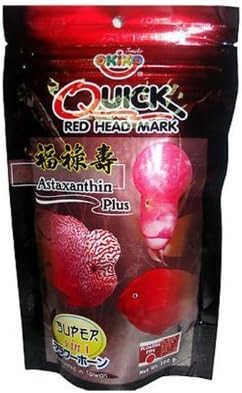 Okiko Quick RED Head Mark Flowerhorn Fish Food 3 in 1 Flowerhorn Cichlid Fish Food with Astaxanthin Plus 100g by fish4you