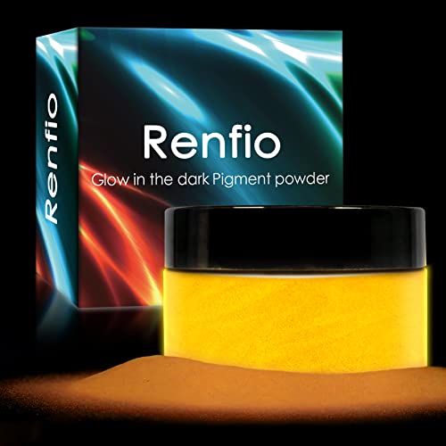 Renfio Poudre Fluorescente, De Poudre Lumineuse, 3,5oz 100g Pigment De Couleur En Résine, Colorant Fluorescent Pour Peinture Acrylique – Orange Fluorescent