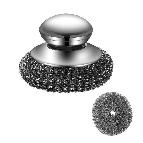Steel Wool Scrubber, Metal Scourer, Wire Wool for Cleaning, Stainless Steel Pan Cleaner, Oven Cleaning Brush for Pots Pans Grills Ovens Sink (1 pc)