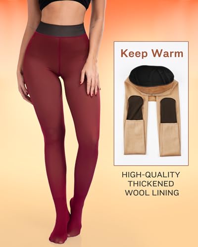 Image of ATHVOTAR Fleece Lined Winter Tights Women - Thermal Warm Opaque Pantyhose Thick Sheer Leggings