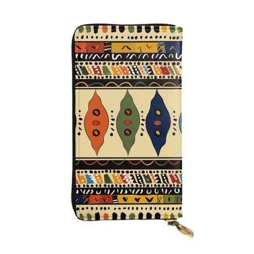 Bohemia Style Traditional African Pattern Printed Long Wallet for Women Men Cute PU Leather Wallet with Coin Purse and Credit Card Holder