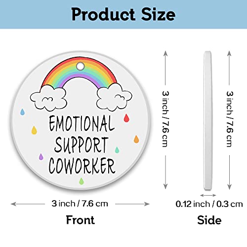 Rewidparty Thank You Ornament Emotional Support Coworker Christmas Birthday Keepsake Collectible Gifts For Coworkers Retirement Gifts For Friends 3" Circle Ceramic Ornament With Gold Ribbon & Gift Box #TOP2