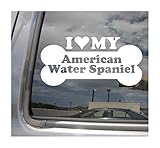 I Heart Love My American Water Spaniel - Dog Bone Brown AWS Purebred Breed Cars Trucks Moped Helmet Hard Hat Surfboard Auto Automotive Craft Laptop Vinyl Decal Store Window Wall Sticker 13063