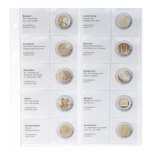 Hoja pre-impresa 2 euros Lindner 1118-6: proteja y ordene sus monedas de 2009 y 2010