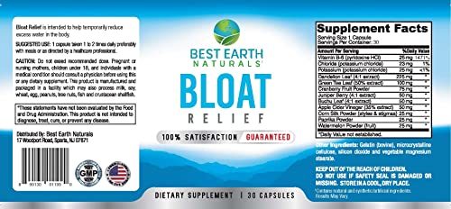 Best Earth Naturals Bloat Relief - Water Supplement with Dandelion, Green Tea, Cranberry, Apple Cider Vinegar & More 30 Count - Image 4