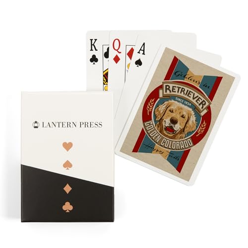 Lantern Press Golden, Colorado, Retro Beer Ad, Golden Retriever, 52 naipes póker