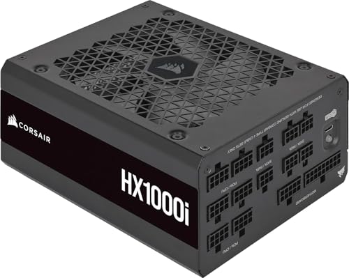 Corsair HX1000i Fully Modular Ultra-Low Noise ATX Power Supply - ATX 3.0 & PCIe 5.0 Compliant - Fluid Dynamic Bearing Fan- 80 Plus Platinum Efficiency - Black (Renewed)