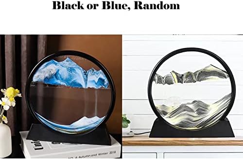 Yevheniy Moving Sand Art Picture,3D Hourglass Deep Sea Sandscape in Liquid Motion Display Glass Flowing Sand Frame for Boys Girls,Relaxing Decor for Home and Office (Black, 7")