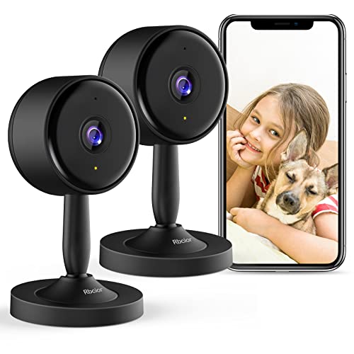 Überwachungskamera innen WLAN Kamera 2 Stück [2022Neu] Babyphone mit Kamera Überwachung Innen Kompatibel mit Alexa, Baby Kamera Haustier Kamera mit App 2-Wege Audio Bewegungserkennung Nachtsicht Cover