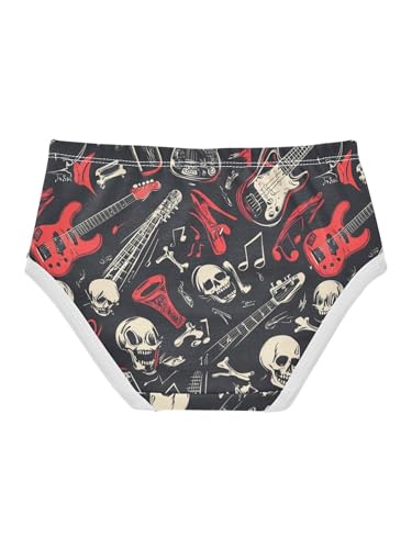 ZZKKO Red Rock Guitar Skull Art Girls Underwear Toddler Panties for Girls Comfort Brief Size 2-8T2