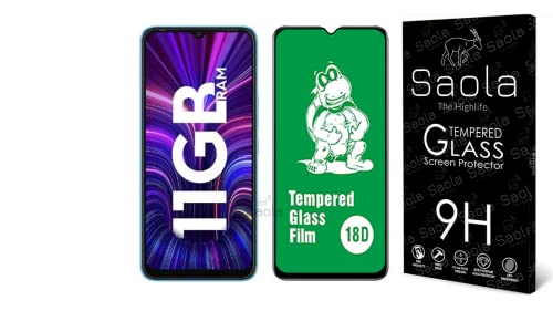 Image of Saola 18D Tempered Glass With Inbuilt AirBag Borders For Tecno Spark 9 (PACK OF 1) with Free Installation Kit. Full screen Coverage - 6.6 inch