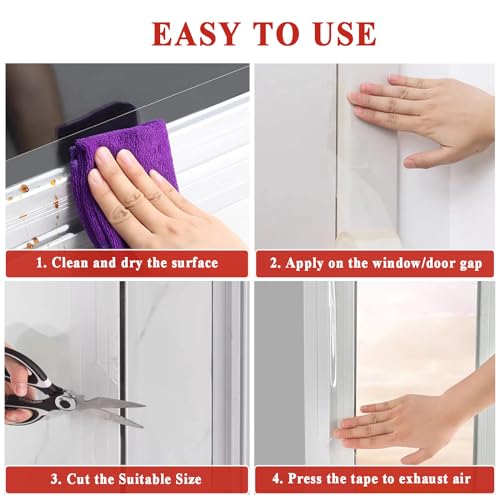 Transparent Window Weather Stripping Tape, 2Inch x 262FT, Window Cold Insulation Tape, No Mess Winter AC Window Seal Kit, No Cold Drafts - Dstorelhp
