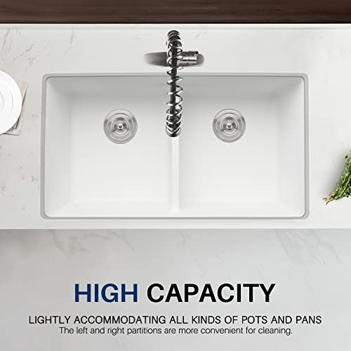 Enbol Quartz Sink White Undermount Kitchen Sink Double Bowl Granite Composite Kitchen Sink 3118-W #TOP6