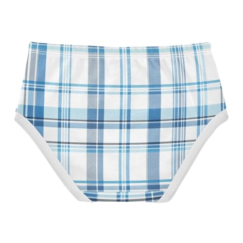 Girls' Sport Panties Organic Underpants for Toddlers Light Blue White Plaid2