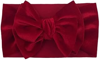 Baby Girls Bow Headbands, Stretchy Velvet Hair Bows Headbands Solid Color Wide Turban Knotted Big Bow Elastic Hairbands Headwraps Hair Accessories