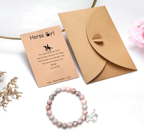 Baydurcan Horse Gifts for Teens, Horse Bracelets Birthday Gifts for Women Teens Nature Stone Bracelet3