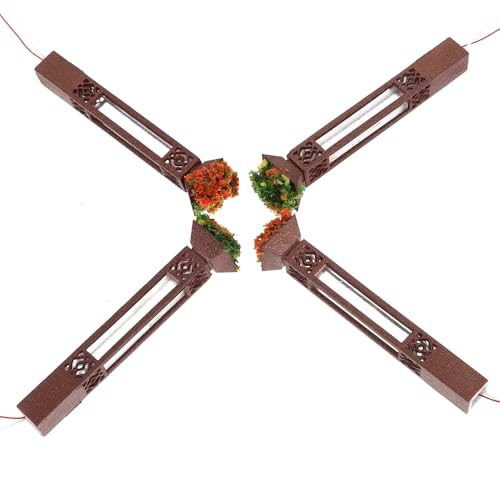 Levemolo 4 Piezas Farolas Miniatura de Abs para Maquetas y Jardines Diseño Estable y Resistente Decoración para Casas de Muñecas y Mesas de Arena Color Bronce Antiguo