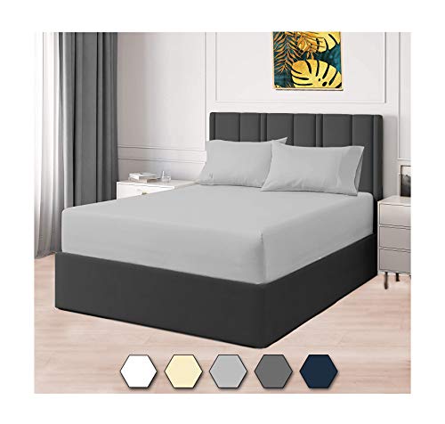 Tissaj Drap-Housse en Coton Biologique avec 2 Taies d'oreiller - 300 Fils Au Pouce TC - 100% Certifié Got - Convient À Un Matelas À Poche Jusqu'À 40 Cm De Profondeur |Gris Nuage|Double thumbnail