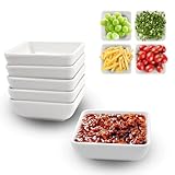 6 Pieces Dipping Bowls Set,White Square Soy Sauce Bowls,7.3cm Mini Side Seasoning Dish for Sushi Snacks,Dishwasher Safe Small Serving Dish,Charcuterie Dishes,Dip Bowl for Tapas,Dining and Party
