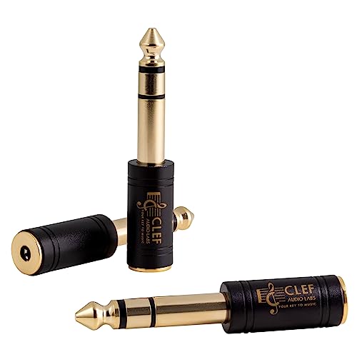 Clef Audio Labs [3-Pack Premium Gold-Plated 6.35mm (1/4 inch) Male to 3.5mm (1/8 inch) Female Stereo Audio Adapter - Quality Connectors for Headphones, Amps, Guitars - Improve Sound & Compatibility