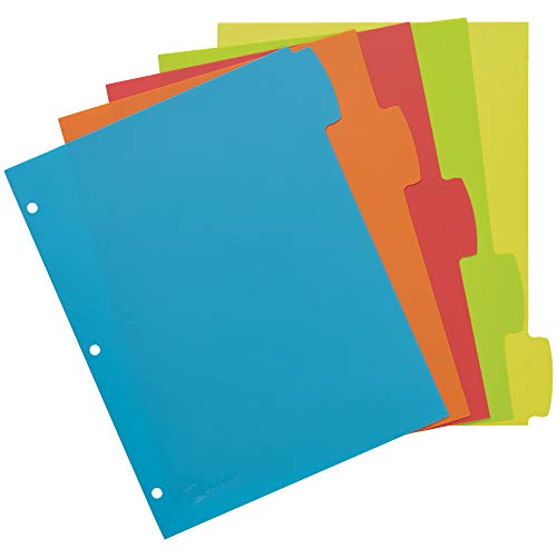 Image of Avery Write & Erase Plastic Dividers, 5-Tab, Multicolor, 3 Sets | For Organizing Files at Home Work and School, Reusable Write-On Tabs, Tear-Resistant Body, 1.5x More Writing Space