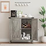 Hapihom Aparador, armario de cocina con puertas, encimera y estantes ajustables, estilo rústico, armario buffet para cocina, comedor, sala de estar, 76 x 40 x 80 cm - gris