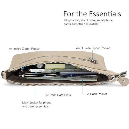 Image of befen Genuine Leather Wristlet Clutch Wallet Purses Small Crossbody Bags for Women with RFID Blocking Card Slots