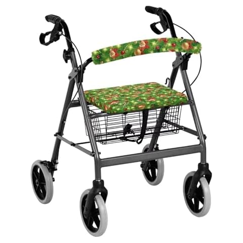 LedBack Walker Accessories Christmas Tree Bells Rollator Walker Seat and Backrest Covers Soft Dust Cover for Seniors in Assisted Living 2 Piece Walker Seat Cover Set Cover