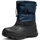 [SOARHOPE] スノーブーツ 防水 キッズ 男の子 女の子 スノーシューズ ジュニア 子供 子ども 防寒靴 雪遊び 冬 雪用 スキー ブーツ ウィンターブーツ kids winter snow boots ボア 軽量 撥水 滑り止め ブルー 22.0