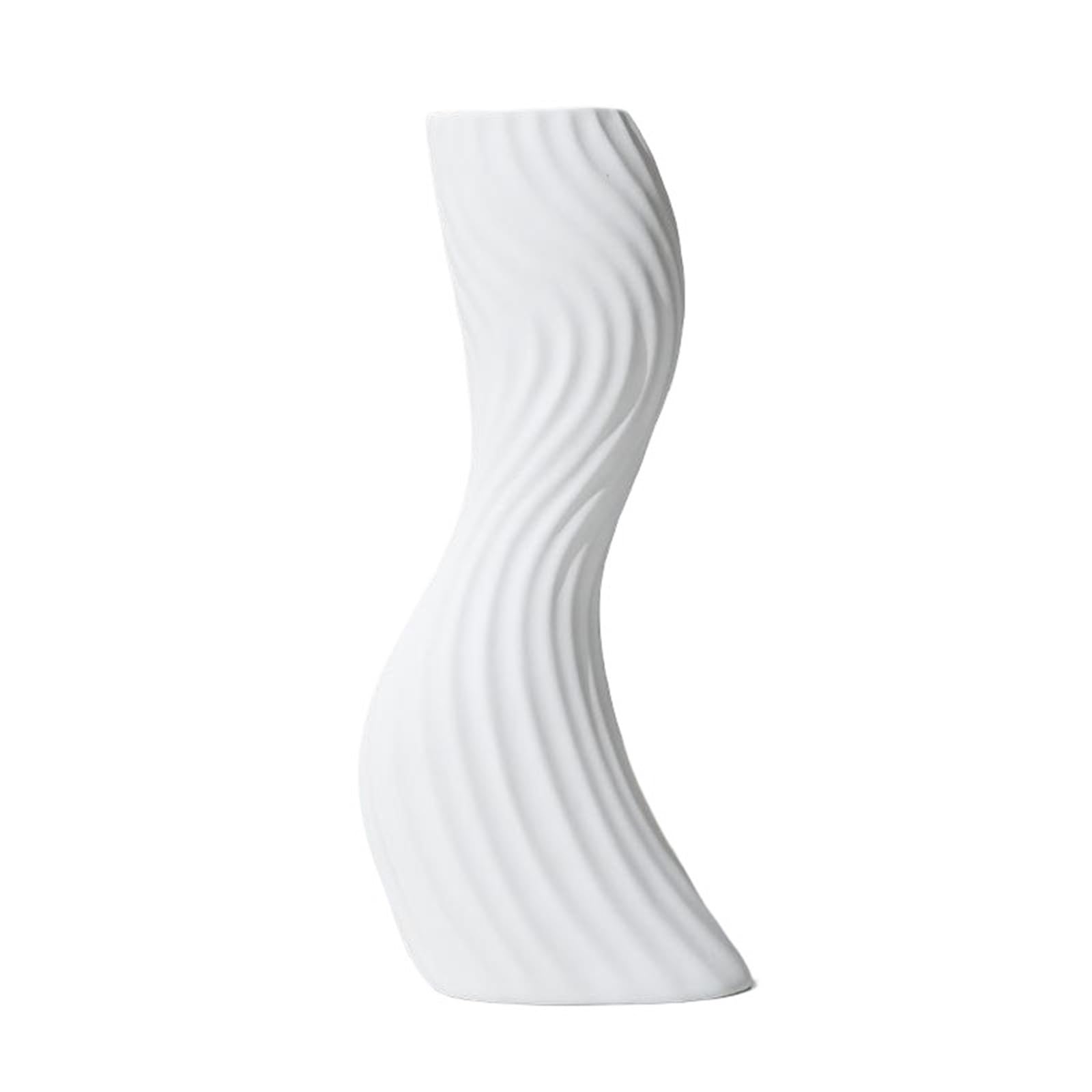 classic Creative Ceramic Vase Irregular Shape Dried Flower Arrangement Tabletop Home Decoration for tabletop(White)