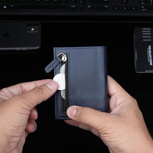Image of The Wallet Store Men Aluminium Defender Rfid Protected Wallet Cardholder | Pop-Up Card Holder | Scan Proof | Case | Up To 8 Cards | Credit & Debit Card Holder (Blue)