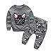 HANYI Baby Kids Set Cats Print Tracksuit +Pants Outfits Set (6T, gray)