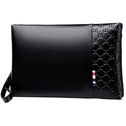 Maletin Louis Vuitton Mujer A-QMZL Bolso de Mano para Hombre Bolso de Muñeca Negro Nuevo Bolso Elegante de PU Cuero de Gran Capacidad con Ranura para Tarjeta Cartera para Viajes de Negocios (Negro)
