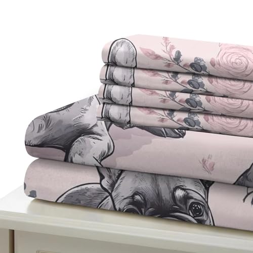 Housse de Couette Bouledogue Français Parure Sans Repassage Lit Simple Facile à Laver
