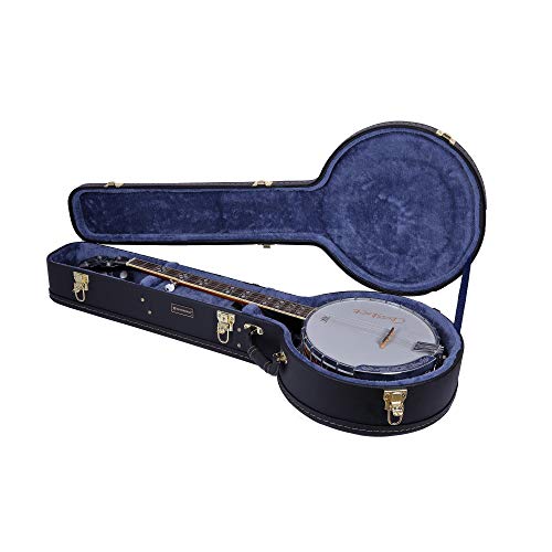 Image of Crossrock Hardshell Banjo Case fits 5-string Resonator styles of Banjos- Stainless Steel Latches, Sponge Lining, Storage Space-Black (CRW600BJBK)