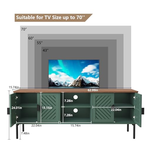 Image of ARTPOWER 63 inch Modern TV Stands,Entertainment Center with Storage,Green