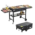 Garvee 36" Flat Top Grill, 4-Burner Propane Gas Griddle Grill with Wheels & Foldable Side Shelves, Portable Outdoor Griddle, 60,000BTU Flattop Grills for Camping BBQ, Outdoor Cooking