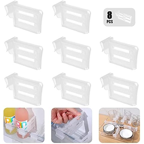 Refrigerator Dividers,Adjustable Plastic Organizer Tools,Fridge Door Retractable Snap-on Space Separators,Expandable Divide Plates,Kitchen Pantry Storage Gadget,Home Office Clear Tidy Supplies(8pcs) Cover
