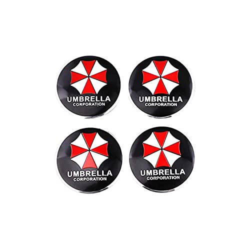 4 tapas de cubo de rueda, cubierta central protectora para paraguas, cubierta de cubo de rueda, emblema insignia (negro)