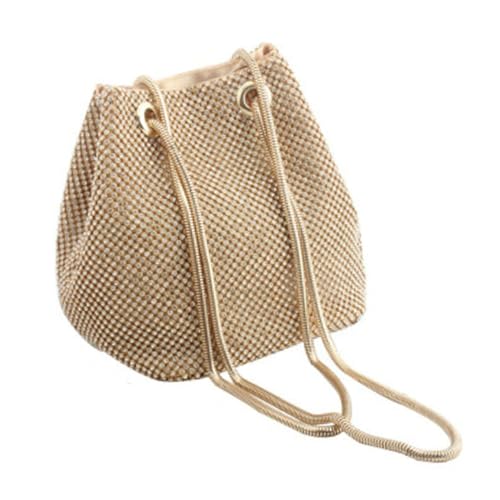Sac seau doré en polyester avec cristaux Veemoon pour femme