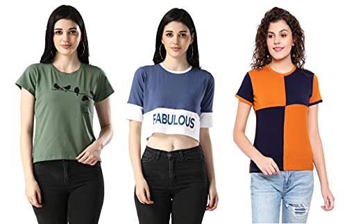 Image of DHRUVI TRENDZ Women's Regular Fit Tops | T Shirt for Women | Tops for Jeans for Women | Tops for Women | Western Tops for Women Stylish | T-Shirt for Women