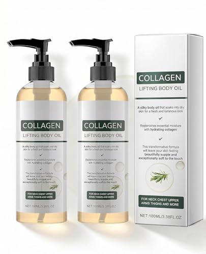 Olio corpo al collagene per rassodare la pelle, 100 ml, rosmarino, olio per il corpo per le donne, rimozione e idratazione, olio rassodante per addome, gambe, braccia, collo (confezione da 2)