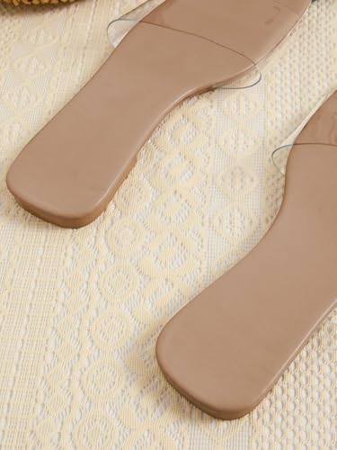 GORGLITTER Women's Clear Sandals Transparent Flat Dressy Slip On Slides Flip Flops3